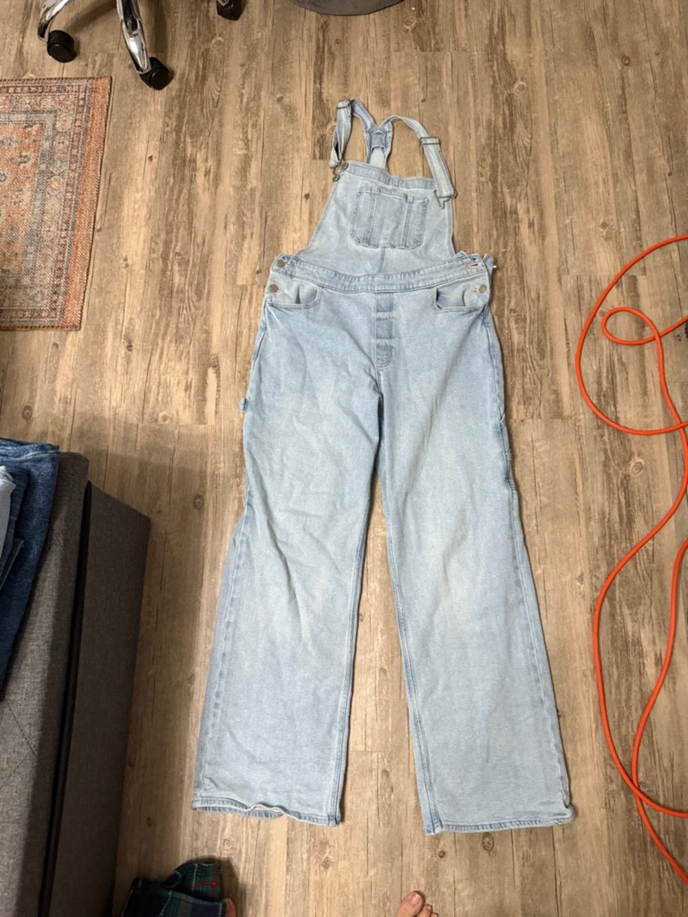 Hollister Light Blue Denim Overalls - Straight Leg